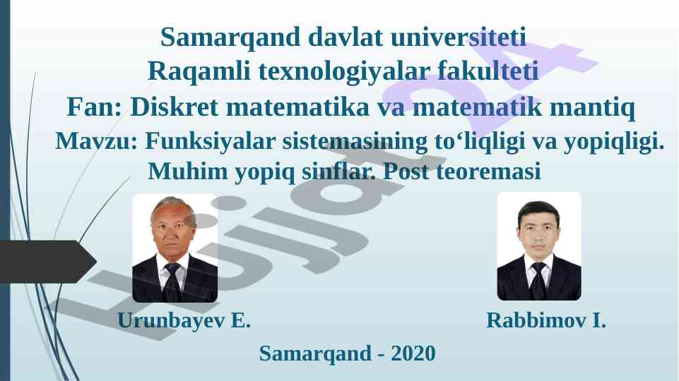 Funksiyalar sistemasining to‘liqligi va yopiqligi