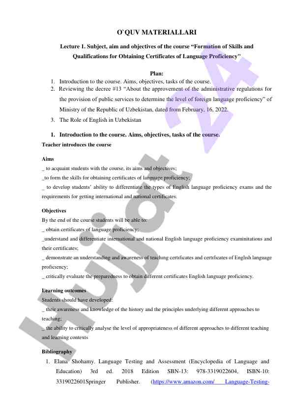 Formation of skills and qualifications for language proficiency
