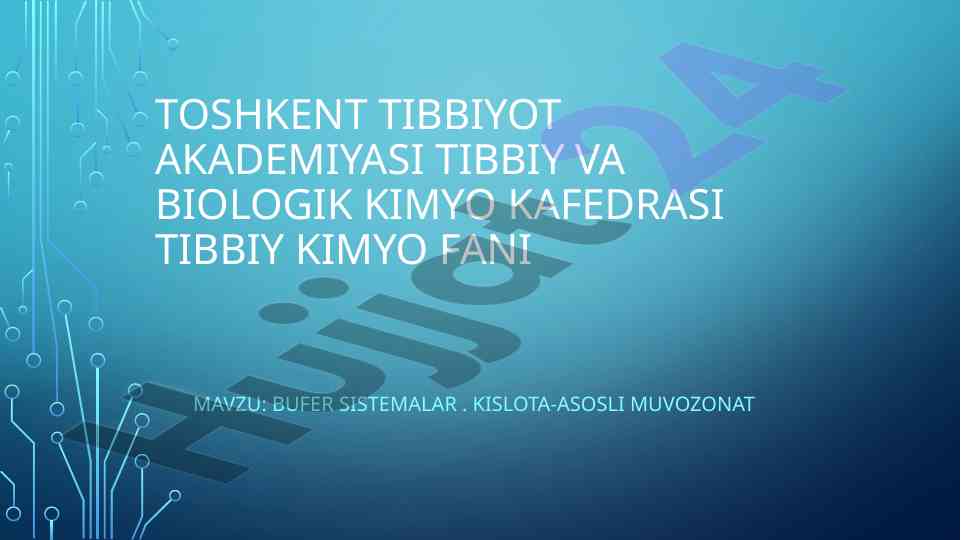 Bufer sistemalar va ularning turlari