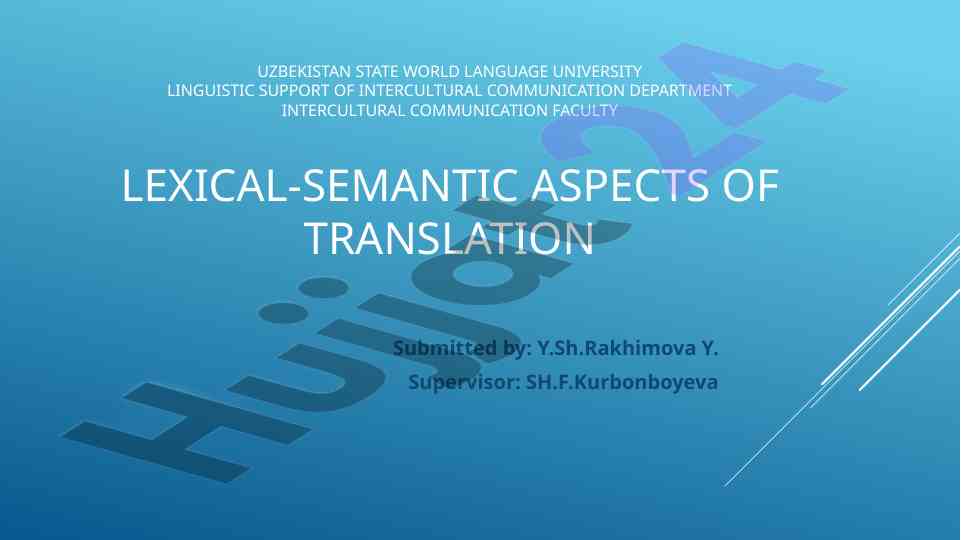Lexical semantic aspects of translation
