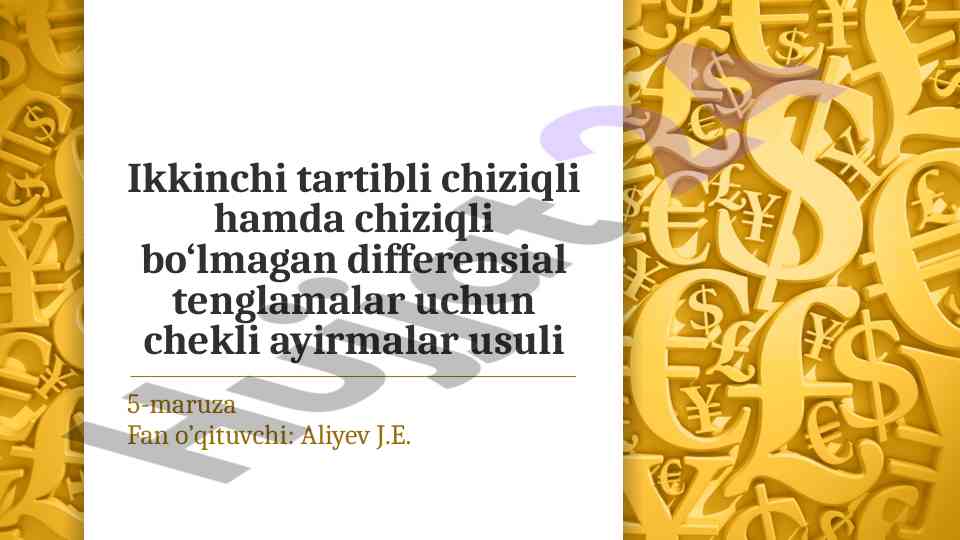 Differensial tenglamalar uchun chekli ayirmalar usuli
