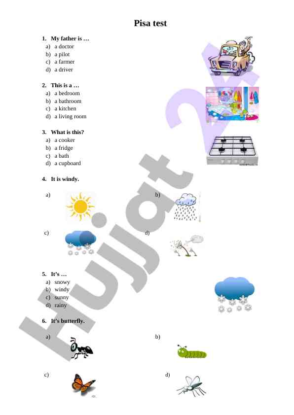 Pisa test questions and answers for students