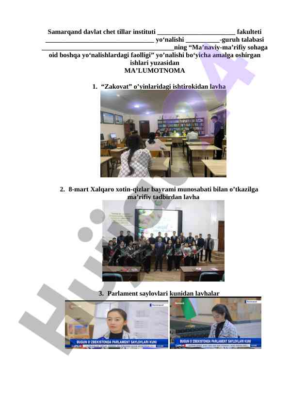 Ma’naviy-ma’rifiy soha faolligi taqdimoti