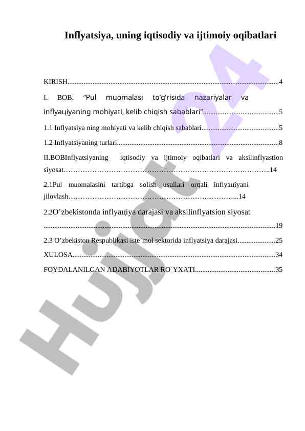 Inflyatsiyaning Iqtisodiy Va Ijtimoiy Oqibatlari