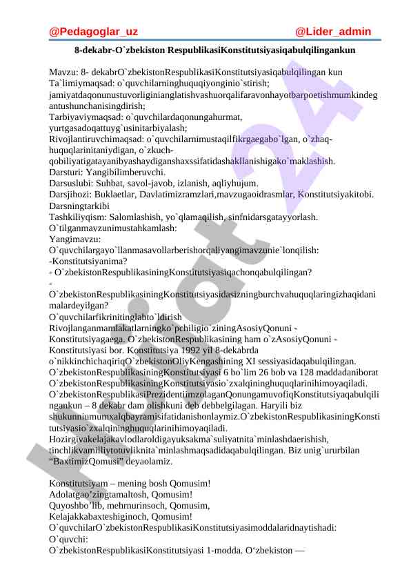 O'zbekiston respublikasining konstitutsiyasi