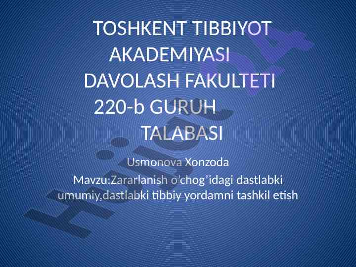 Birinchi tibbiy yordam tamoyillari