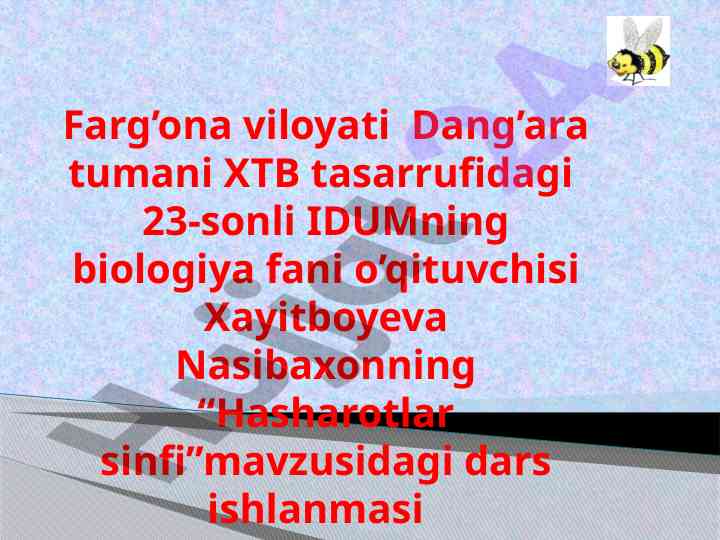 Hasharotlar sinfi va ularning yashash muhiti