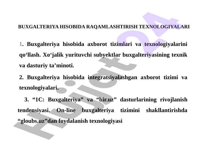 Buxgalteriya hisobida raqamlashtirish texnologiyalari