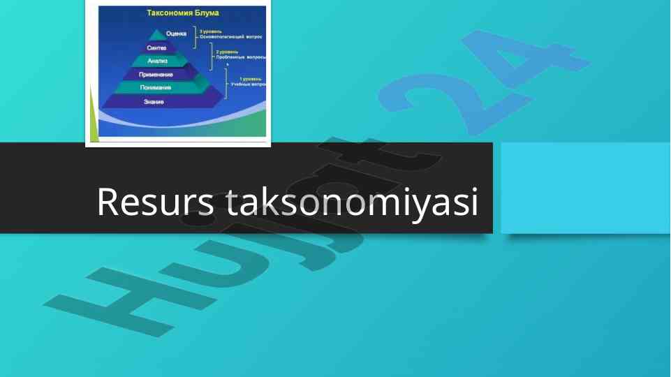 Resurs taksonomiyasi va foydali qazilmalar tahlili