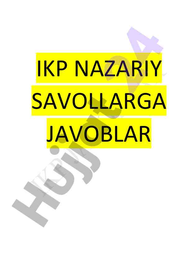 Ikp nazariy savollarga javoblar tadqiqoti