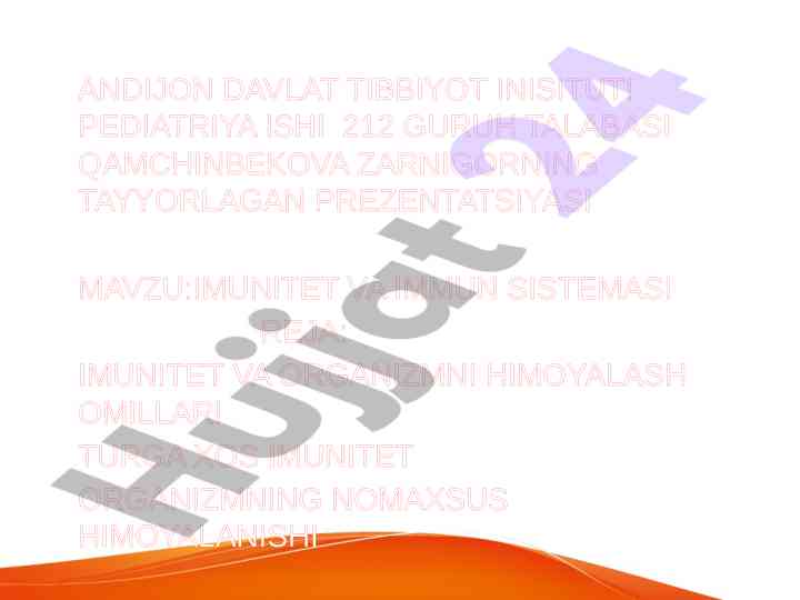 Imunitet va immun sistema tajribasi