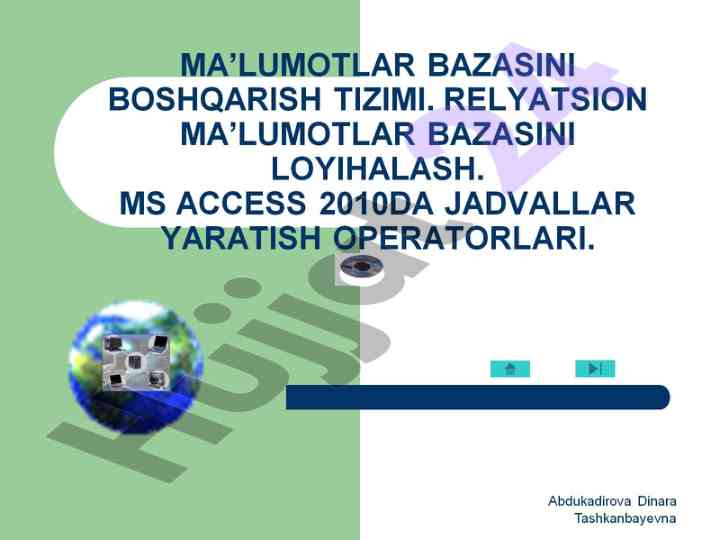 Ma’lumotlar bazasini boshqarish tizimi darsligi