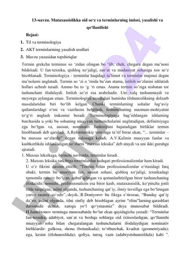 Terminologiya va terminlarning o‘ziga xosligi