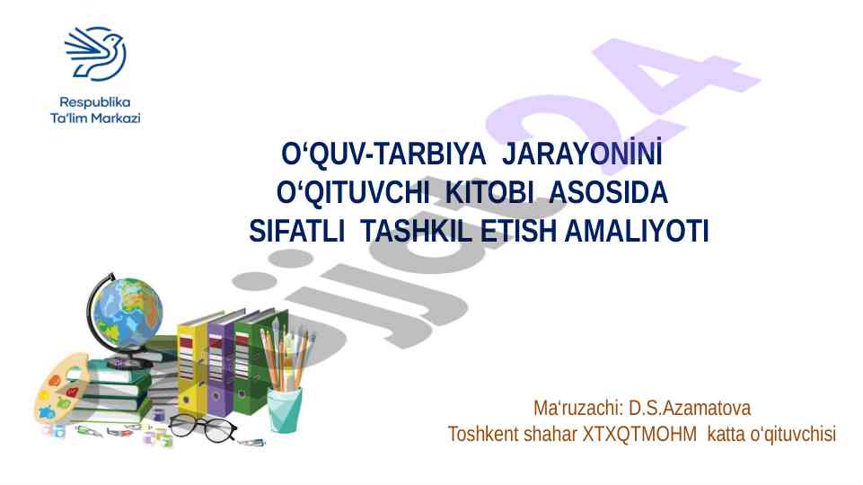 O‘qituvchi kitobi: sifatli tashkil etish amaliyoti