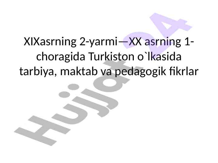 Tarbiya va pedagogik fikrlar turkiy o'lka