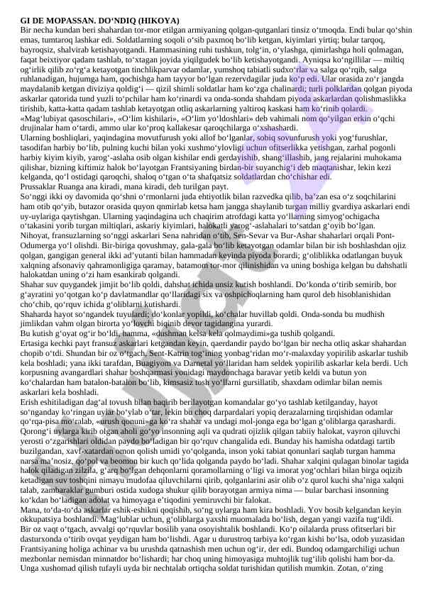 Gi de mopassan: do‘ndiq hikoyasi tahlili