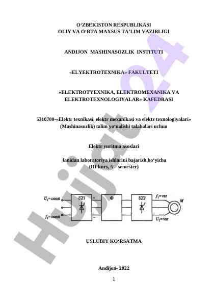 Elektr yuritma asoslari laboratoriya ishlari
