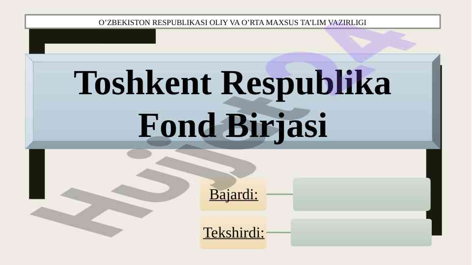 Toshkent respublika fond birjasida operatsiyalar tahlili