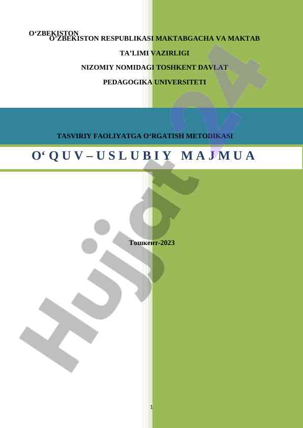 Maktabgacha ta’lim metodikasi bo‘yicha o‘quv qo‘llanma