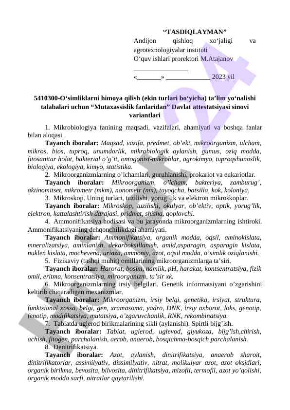 Mikrobiologiya fanining maqsadi va ahamiyati