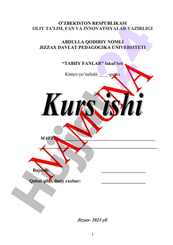 Kimyo va uni o‘qitish metodikasi mavzusi