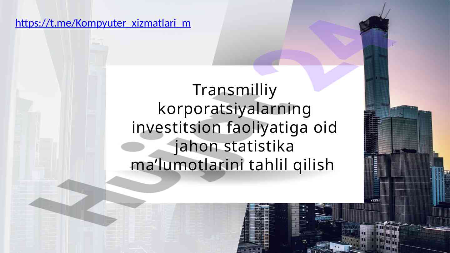 Transmilliy korporatsiyalarning investitsion faoliyati