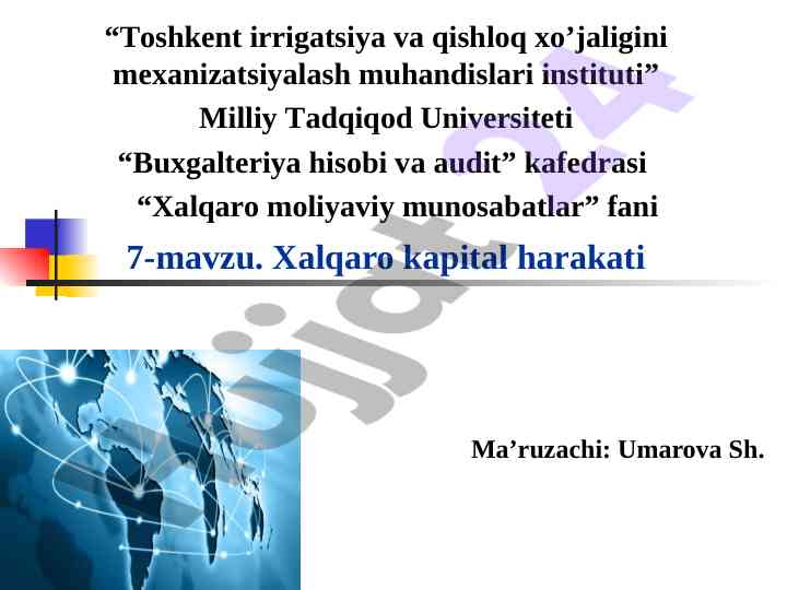 Xalqaro kapital harakati tahlili va tendentsiyalari