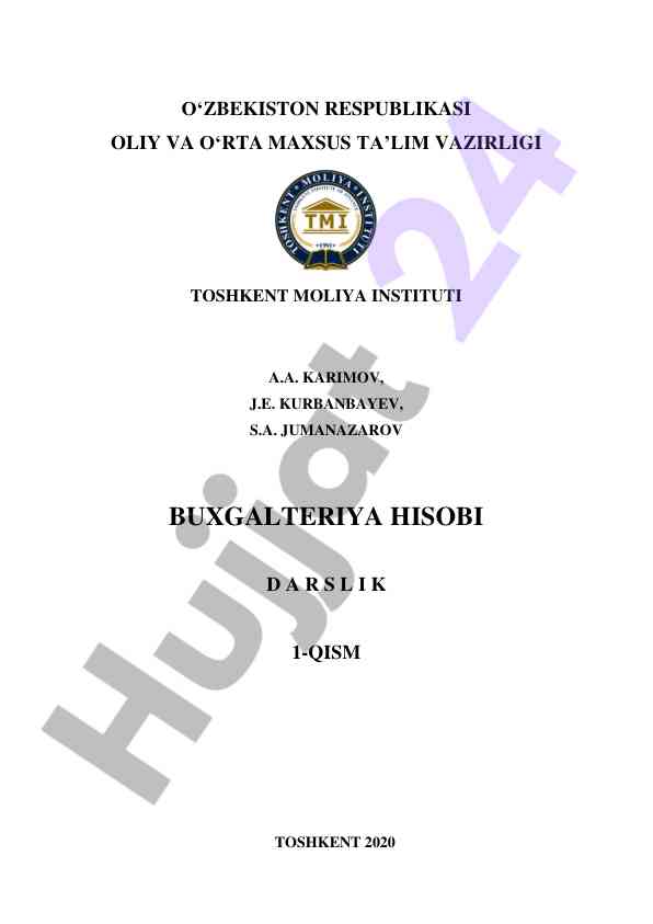Buxgalteriya hisobi darslik 1-qism