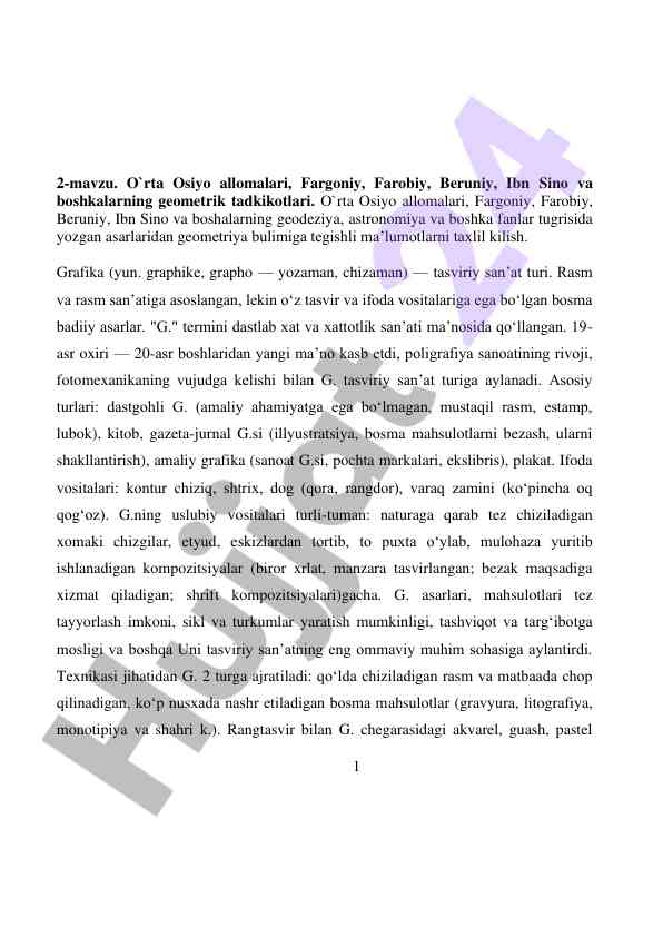 Geometrik tadkikotlar o‘rta osiyolik allomalardan