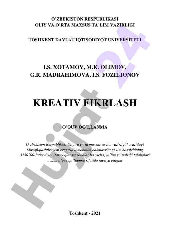 Kreativ fikrlash o‘quv qo‘llanma 2021