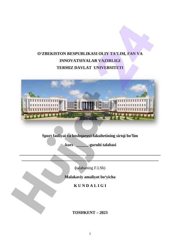 Malakaviy amaliyot yo‘llanmasi sport fakulteti 2023