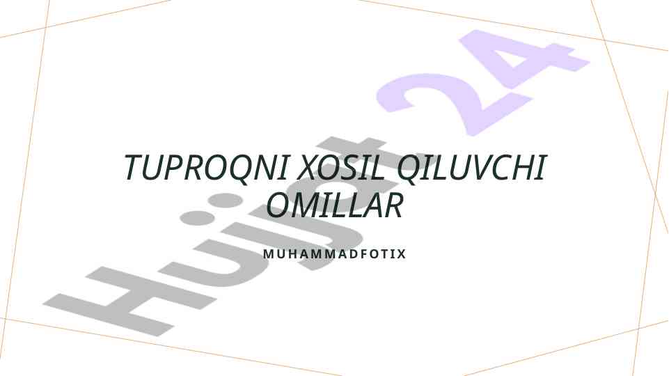 Tuproq hosil bo'lishi jarayonlari va omillari