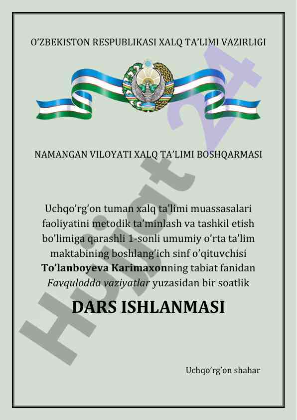 Dars ishlanmasi: yer ostiga e’tibor qaratish