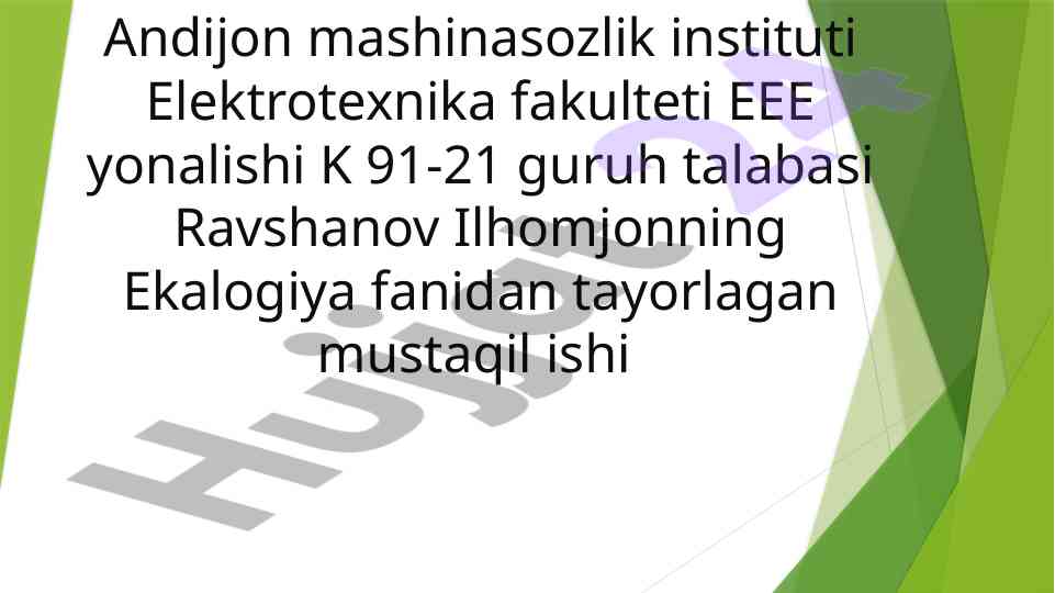 Muqobil energiyaga oid mustaqil ishlar tahlili