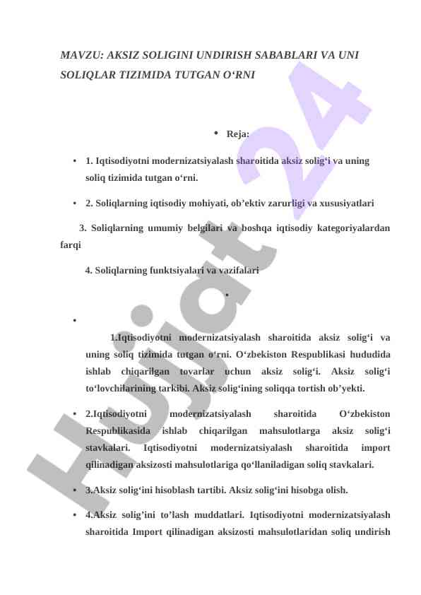 Aksiz soligini undirish sabablari va o'rni