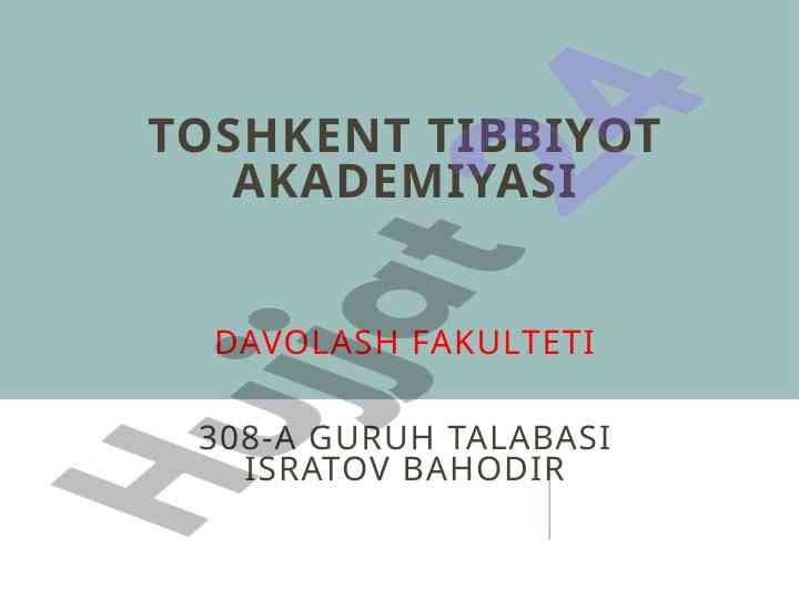 Dvs sindromi haqida mustaqil ish