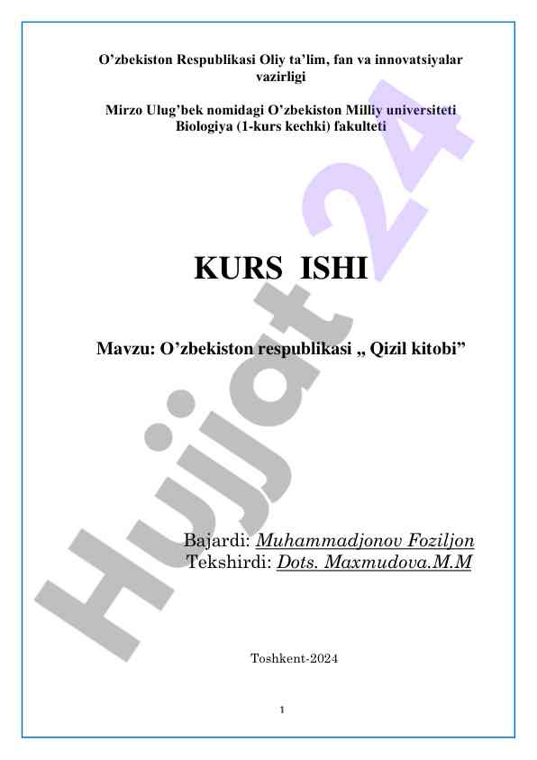 O’zbekiston respublikasi qizil kitobi tahlil