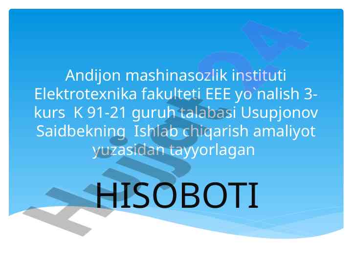 Elektrotexnika fakultetida ishlab chiqarish amaliyoti
