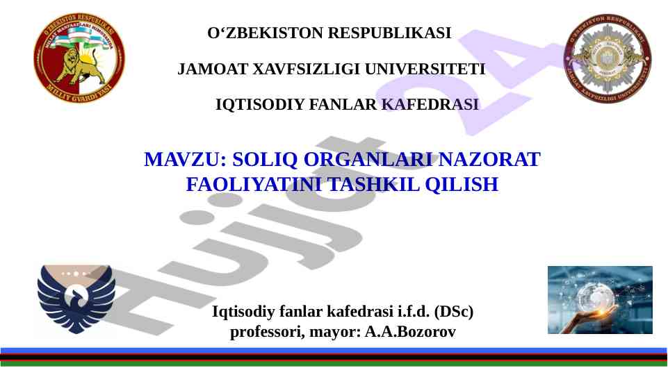 Soliq nazorati faoliyatini tashkil qilish