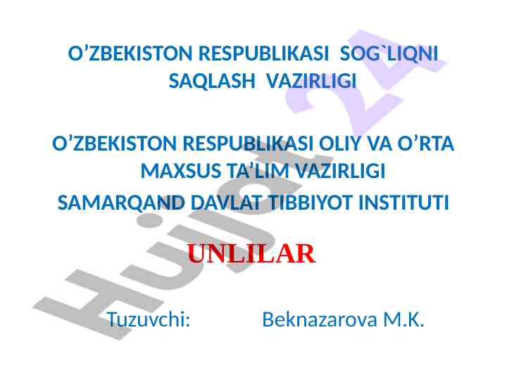 O‘zbek tili unlilari harflari bo‘yicha qo‘llanma