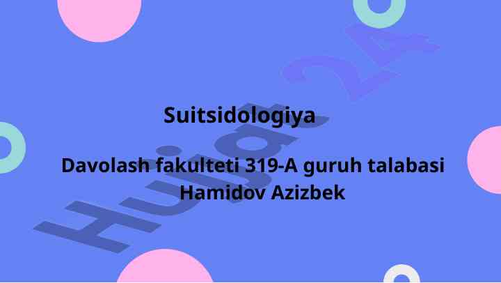 Suitsidologiyaning asosiy tamoyillari va tushunchalari