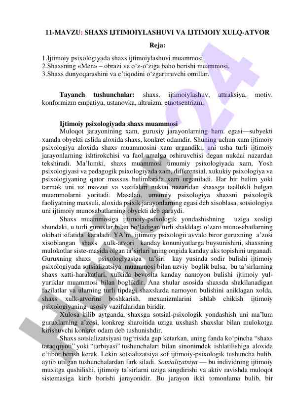 Shaxs ijtimoiylashuvi va ijtimoiy xulq-atvor