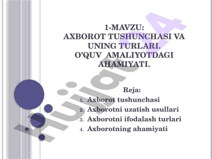 Axborot tushunchasi va uning turlari
