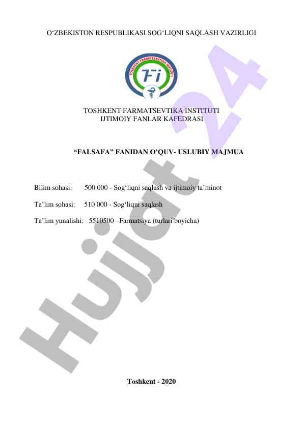 Falsafa fanidan o‘quv-uslubiy majmua 2020
