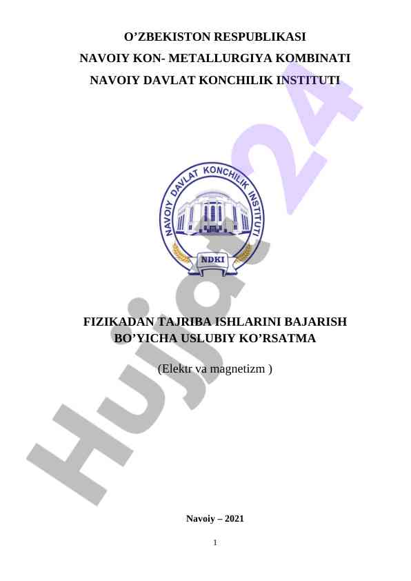 Fizikadan tajriba ishlarini bajarish uslubiy ko'rsatma