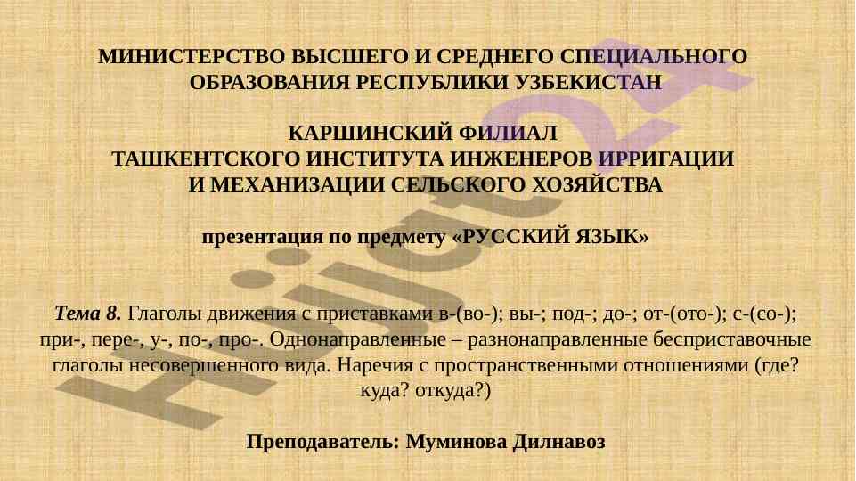 Глаголы движения в русском языке