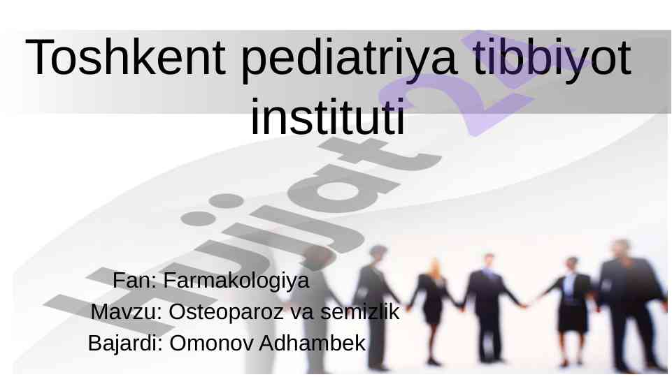 Osteoparoz va semizlik mavzusi bo'yicha tadqiqot