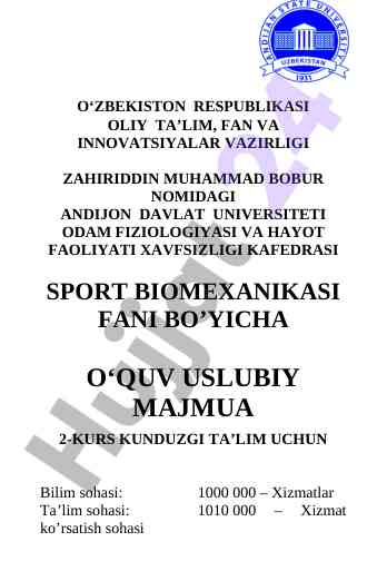 Sport biomexanikasi fani bo‘yicha o‘quv uslubiy majmua