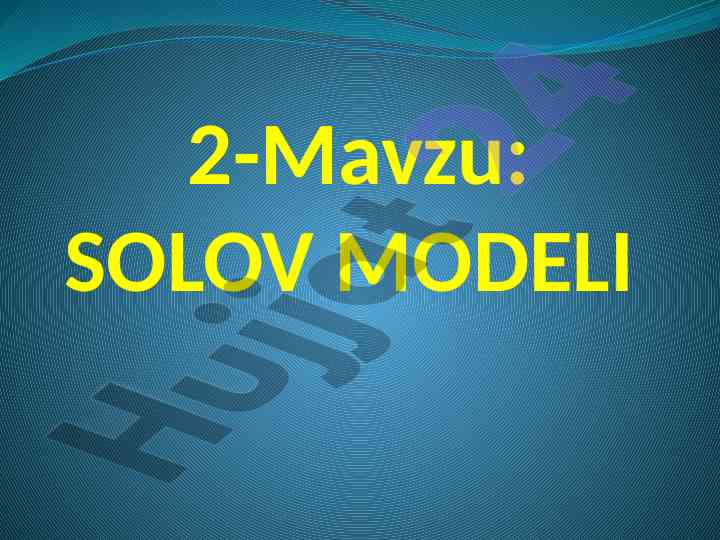 Iqtisodiy o‘sish nazariyalari va modellar