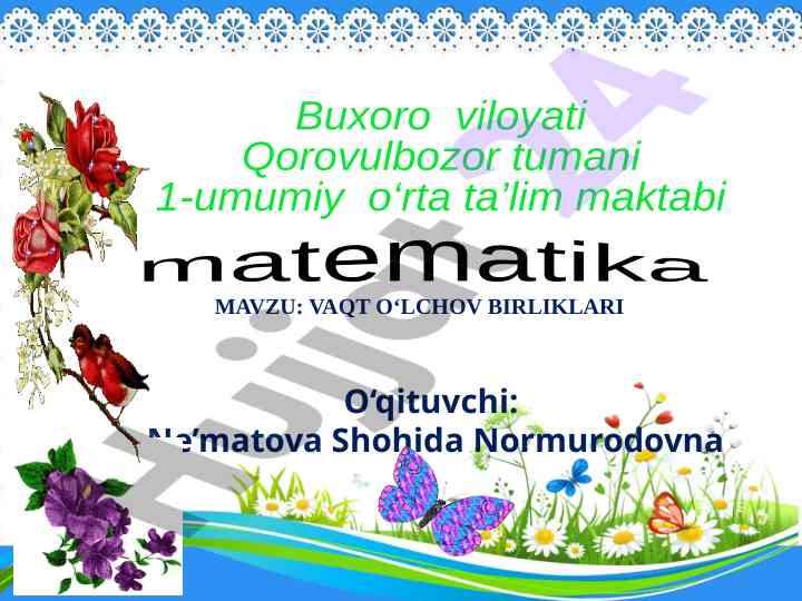 Vaqt o‘lchov birliklari ta’limi